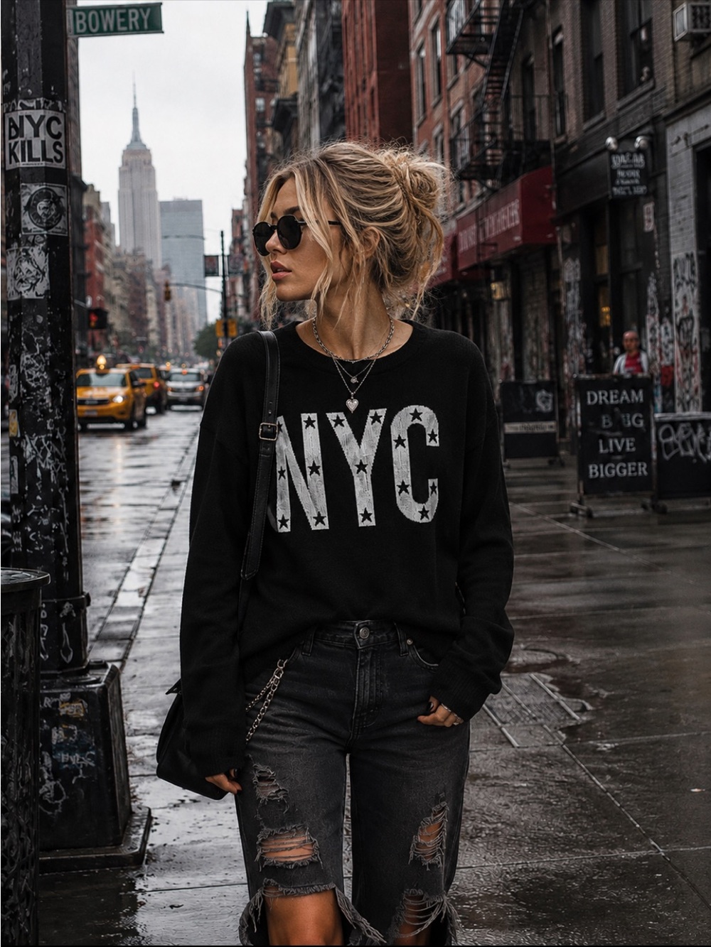 EXPRESS NYC Star Black & White Sweater New York City